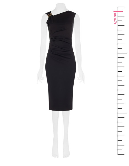 Sheath Dress with Asymmetrical Neckline and RR Rinascimento Logo Buckle