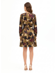 Short, flared dress in satin, gathered at the hips – Rinascimento 2