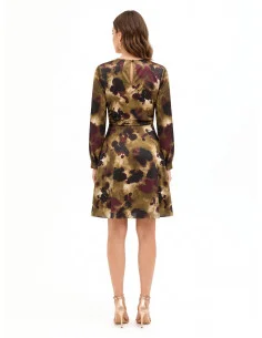 Short, flared dress in satin, gathered at the hips – Rinascimento 2