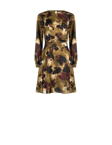 Robe courte évasée en satin froncé sur les hanches, style Rinascimento