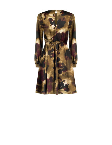 Short, flared dress in satin, gathered at the hips – Rinascimento