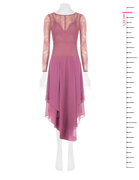 Abito Midi A Punte In Georgette Con Top In Pizzo Effetto Bustino Rinascimento