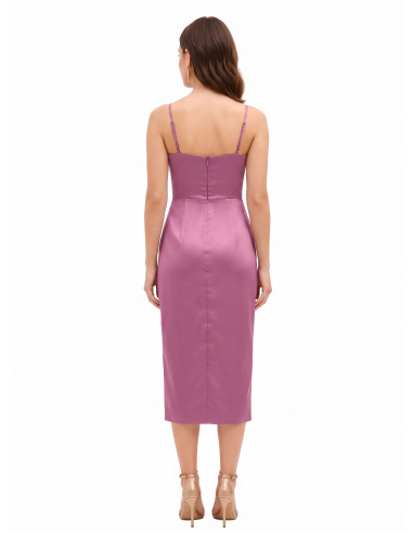Robe courte asymétrique en satin, croisée, avec encolure en V de style Rinascimento