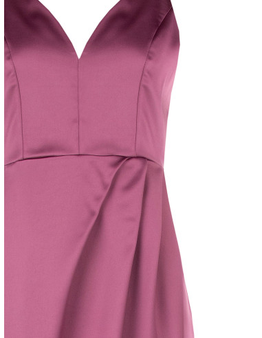 Robe courte asymétrique en satin, croisée, avec encolure en V de style Rinascimento
