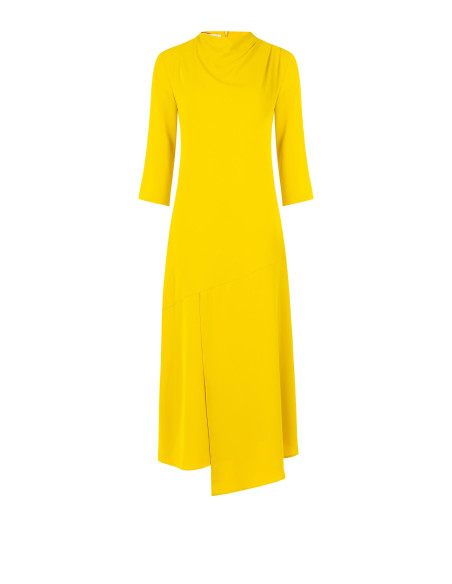 Robe midi fluide en satin mat avec ourlet asymétrique « Rinascimento »