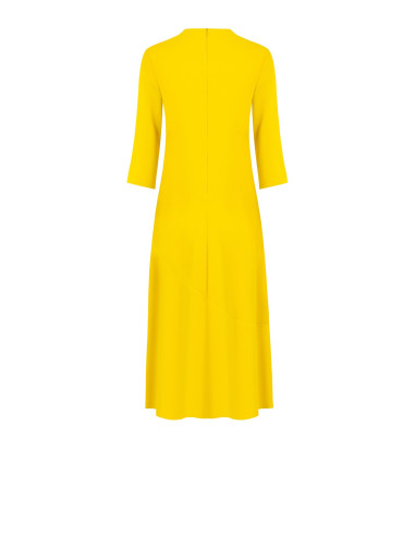 Rinascimento Midi-Length Flowing Dress in Matt Satin with an Asymmetrical Hem