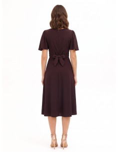 Robe midi en tissu Cadi, avec encolure en V et corsage drapé croisé « Rinascimento » 2