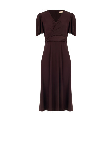 Robe midi en tissu Cadi, avec encolure en V et corsage drapé croisé « Rinascimento »