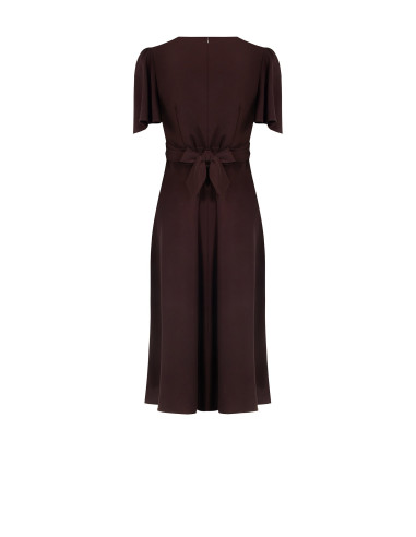 Midi dress in Cadi fabric with a V-neck and a draped, crossover bodice – Rinascimento