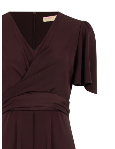 Midi dress in Cadi fabric with a V-neck and a draped, crossover bodice – Rinascimento