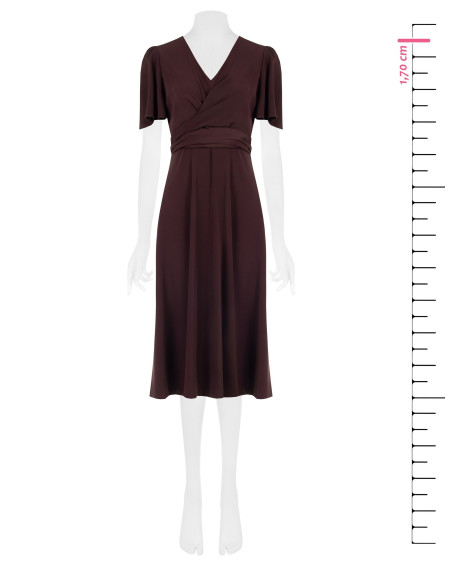 Midi dress in Cadi fabric with a V-neck and a draped, crossover bodice – Rinascimento