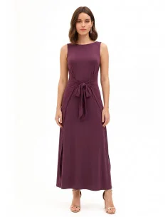 Long, flowing dress in a viscose blend with a central bow – Rinascimento