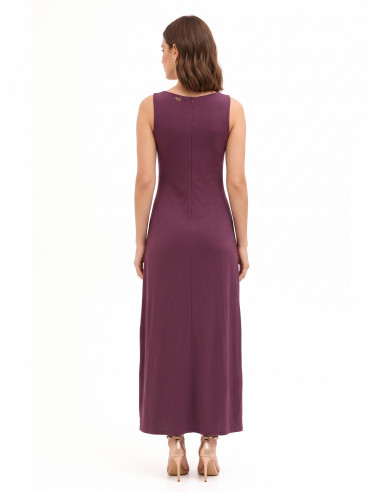 Robe longue fluide en mélange de viscose avec nœud central « Rinascimento »