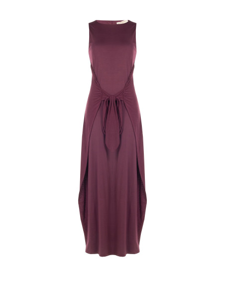 Robe longue fluide en mélange de viscose avec nœud central « Rinascimento »