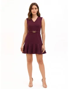 Robe courte en tissu Cadi avec ceinture rigide assortie et boucle arborant le logo RR Rinascimento