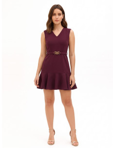 Short dress in Cadi fabric with a matching rigid belt and RR Rinascimento logo buckle