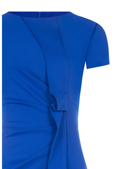 Robe fourreau en crêpe scuba avec volants « Rinascimento »