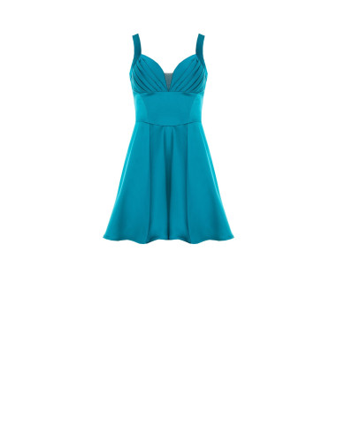 Abito Corto Bustier In Raso Con Scollo A Cuore Plissé Rinascimento