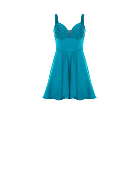 Short Satin Bustier Dress with a Pleated Heart-Shaped Neckline by Rinascimento