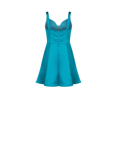 Short Satin Bustier Dress with a Pleated Heart-Shaped Neckline by Rinascimento