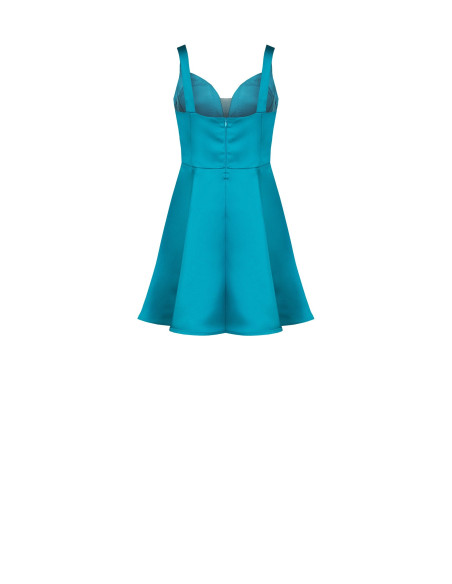 Robe courte bustier en satin à encolure en cœur plissée « Rinascimento »