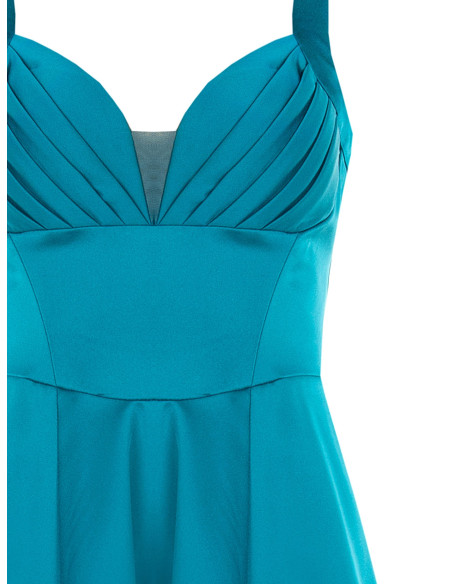 Short Satin Bustier Dress with a Pleated Heart-Shaped Neckline by Rinascimento