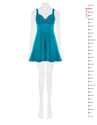 Abito Corto Bustier In Raso Con Scollo A Cuore Plissé Rinascimento