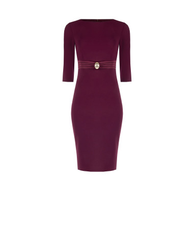 Scuba crepe sheath dress with satin waist detailing and a Rinascimento logo jewel