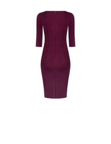 Robe fourreau en crêpe scuba avec détail à la taille en satin et bijou arborant le logo Rinascimento