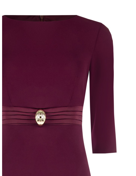 Scuba crepe sheath dress with satin waist detailing and a Rinascimento logo jewel