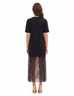 Robe longue style t-shirt en coton avec ourlet en dentelle « Rinascimento » 2