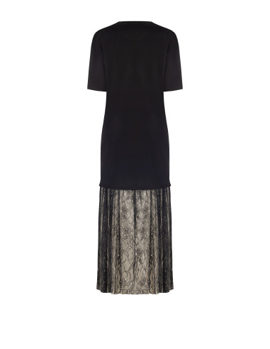 Abito T-Shirt Lungo In Cotone Con Fondo In Pizzo Rinascimento