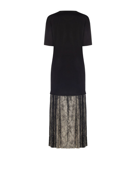Robe longue style t-shirt en coton avec ourlet en dentelle « Rinascimento »