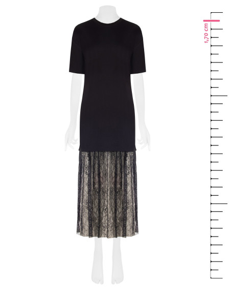 Long Cotton T-Shirt Dress with Lace Hem by Rinascimento