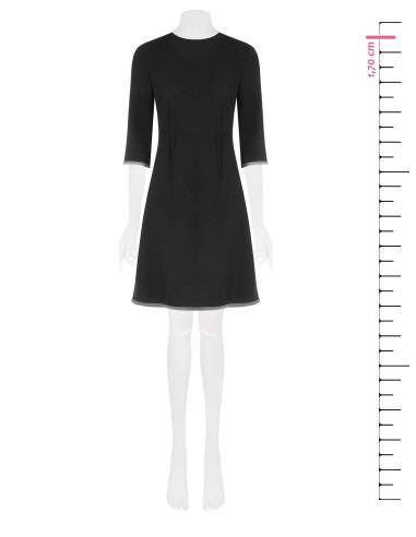 Abito Corto Svasato In Scuba Crepe Con Orli In Tulle Rinascimento