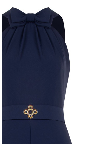 Combinaison en tissu Cadi avec nœud et ceinture rigide assortie, dotée d'une boucle arborant le logo Rinascimento