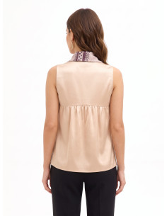 Blusa Fluida In Raso Con Scollo A V E Foulard Logato Rimovibile Rinascimento 2