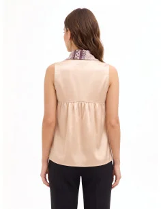 Blusa Fluida In Raso Con Scollo A V E Foulard Logato Rimovibile Rinascimento 2