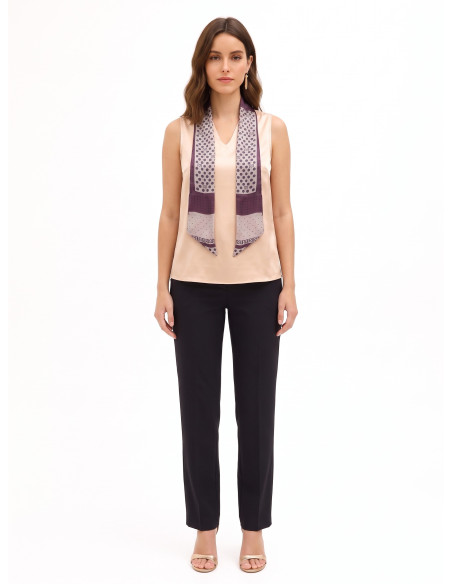 Blusa Fluida In Raso Con Scollo A V E Foulard Logato Rimovibile Rinascimento