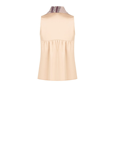 Blusa Fluida In Raso Con Scollo A V E Foulard Logato Rimovibile Rinascimento