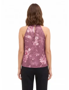 Wide-Shouldered, A-Line Top in Satin with a Rinascimento-Style Gradient Floral Print 2