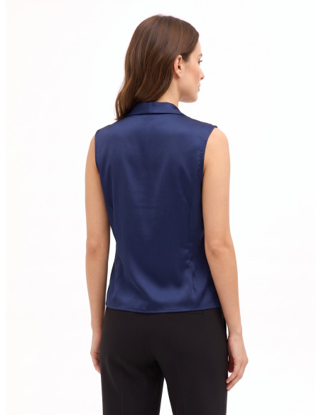 Satin Blouse with a V-neck and Cross-Over Draped Neckline by Rinascimento