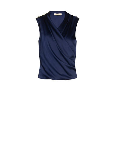 Satin Blouse with a V-neck and Cross-Over Draped Neckline by Rinascimento
