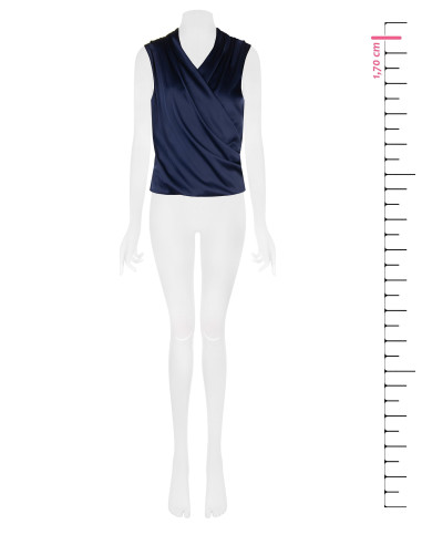 Blusa In Raso Con Scollo A V Ad Incrocio Drappeggiato Rinascimento
