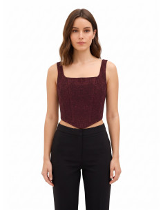Crop Top Bustier Con Punta In Jacquard Goffrato Con Lurex Rinascimento