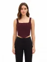 Bustier Crop Top with Lace Trim in Embossed Jacquard with Lurex – Rinascimento