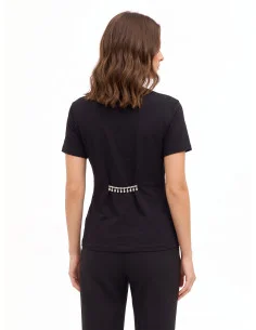 T-Shirt Regular In Cotone Con Volant E Dettaglio Gioiello Rinascimento 2