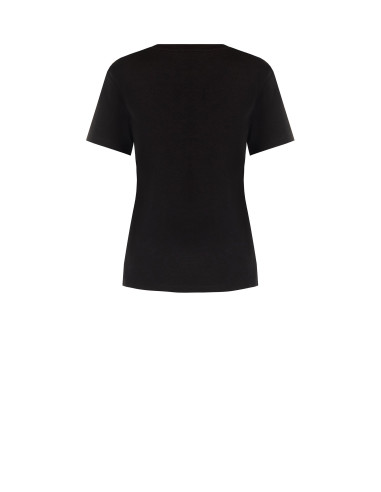 T-Shirt Regular In Cotone Con Volant E Dettaglio Gioiello Rinascimento