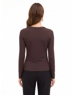 Top Aderente In Misto Viscosa Arricciato Sui Lati Con Strass Rinascimento 2