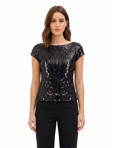 Short, Fitted Top Covered in Sequins by Rinascimento